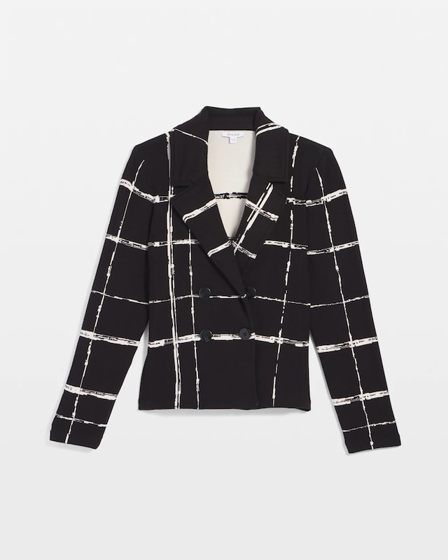 Cropped Double-Breasted Sweater Blazer - image 5